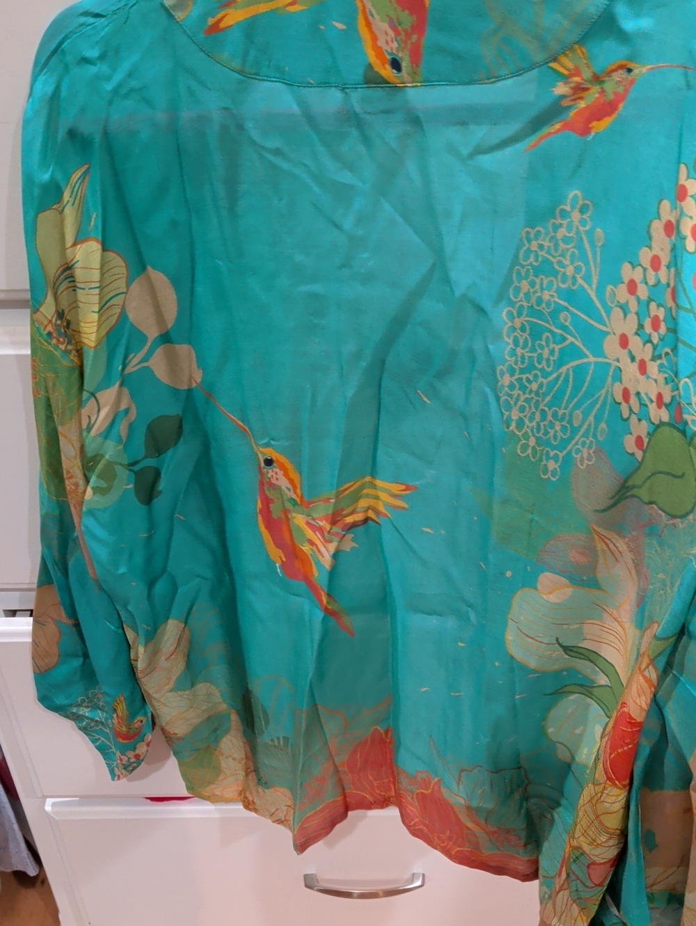 Powder NWT Green Hummingbird And Floral Short Kimono-Style Jacket - Picture 10 of 14